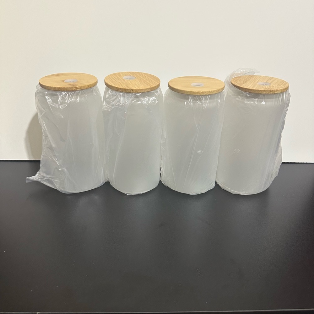 Festive/4 Pieces Christmas Glass Cups Set 16 oz/Bamboo Lids - Picture 9 of 14